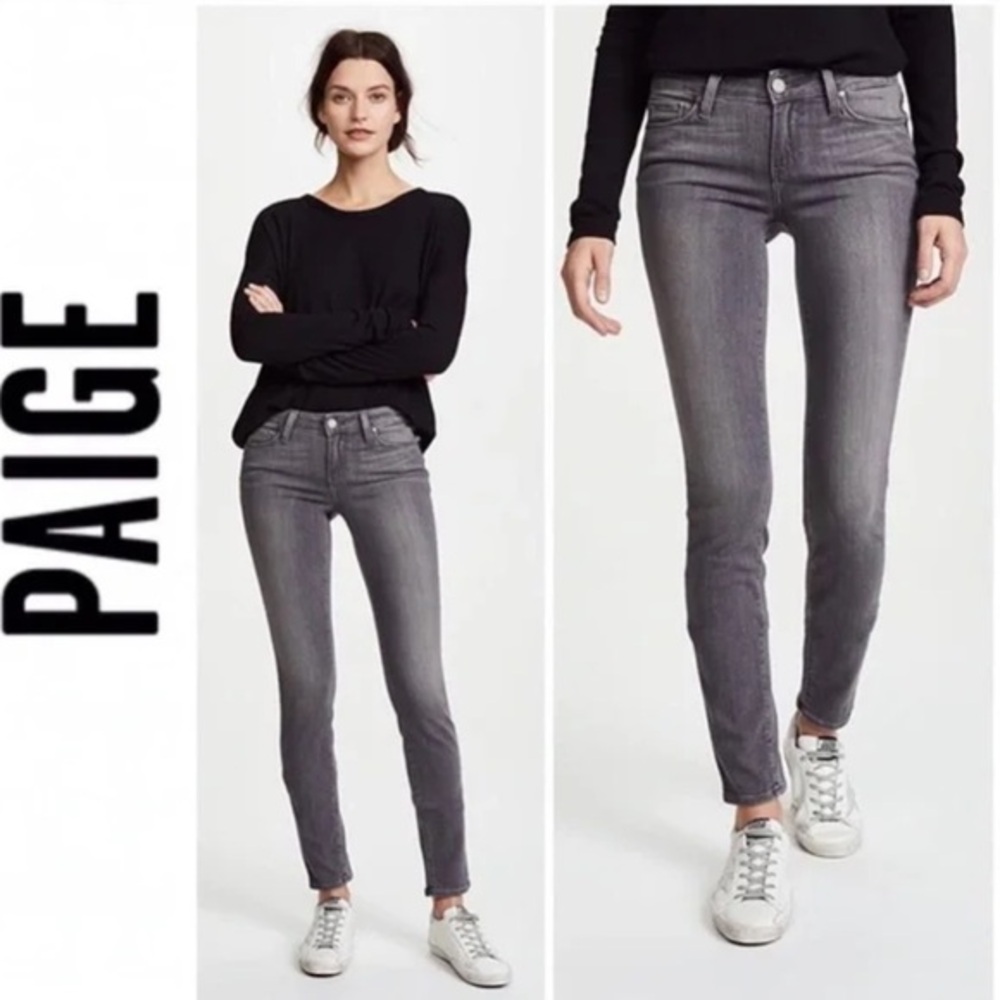 PAIGE Verdugo Gray Raw Hem Ankle Skinny Jeans 26